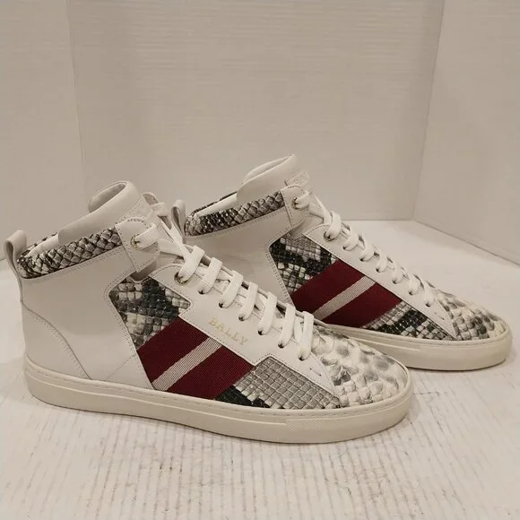 BALLY men's size 10 D white leather sneakers. - Picture 2 of 9